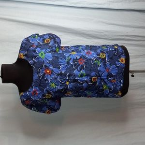 Item Eyes M Blue Floral Top Shell Short Sleeves